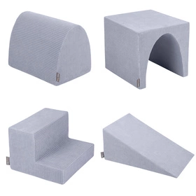 KiddyMoon Piankowy plac zabaw STRIPES PPZP-OK30VS-125 z piłeczkami Zabawka plac zabaw, ciemnoszary: pastelowy niebieski-pastelowy żółty-biały-mięta-pudrowy róż