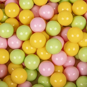 KiddyMoon Plastikowe piłeczki 7cm Zabawka zestaw kulek, jasny zielony-żółty-pudrowy róż