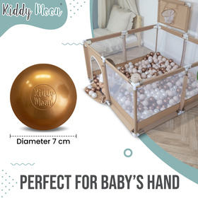KiddyMoon Plastikowe piłeczki 7cm Zabawka zestaw kulek, pastelowy beż-pastelowy niebieski-pastelowy żółty-mięta