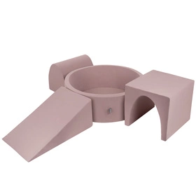 KiddyMoon Piankowy plac zabaw PPZP-OK30D-124 z piłeczkami Zabawka plac zabaw, wrzosowy: pastelowy beż-pastelowy żółty-biały-mięta-pudrowy róż