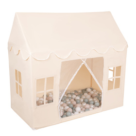 KiddyMoon Domek dla dzieci PH-001 z piłeczkami 7cm Zabawka namiot dla dzieci, natural: biały-perła-pastelowy beż-zielonoszary