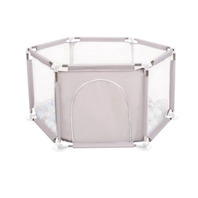  Sześciokąt składany KS-100X z piłeczkami 6cm Zabawka kojec, szary: perła-szary-transparent-babyblue-mięta