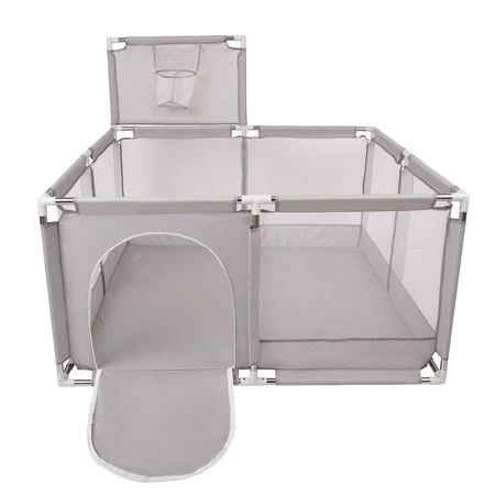 Boisko KK-100X z piłeczkami 6cm Zabawka kojec, szary: szary-biały-transparent-babyblue