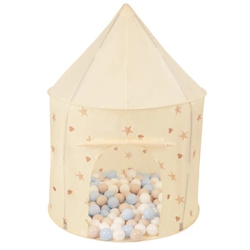  Pawilon PT-100X z piłeczkami 7cm Zabawka namiot dla dzieci, jasny beż: pastelowy beż-pastelowy niebieski-biały