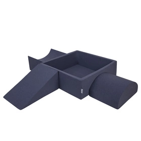 KiddyMoon Piankowy plac zabaw PPZP-KW30D-114 z piłeczkami Zabawka plac zabaw, granatowy: babyblue-niebieski-perła