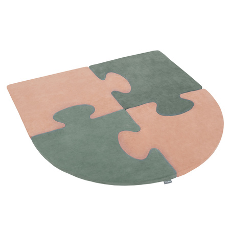 KiddyMoon Piankowe Puzzle do zabawy VELVET Łuk Zabawka mata, róż pustyni-zieleń lasu