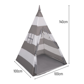 Namiot tipi NT-200X z piłeczkami 6cm Zabawka namiot dla dzieci, szaro-białe pasy: szary-biały-turkus