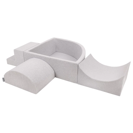 KiddyMoon Piankowy plac zabaw PPZP-TR30D-134 z piłeczkami Zabawka plac zabaw, jasnoszary: perła-szary-transparent-babyblue-mięta