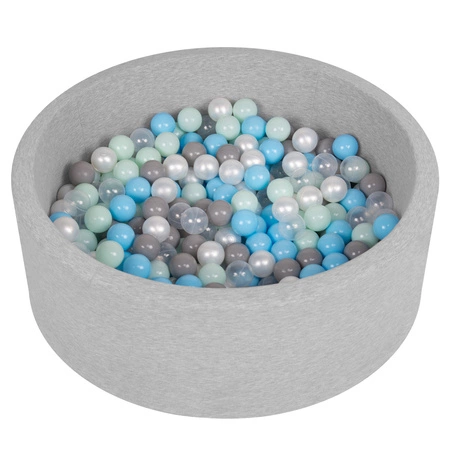 Suchy basen okrągły z piłeczkami 6cm Zabawka basen piankowy, jasnoszary: perła-szary-transparent-babyblue-mięta