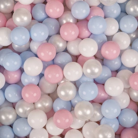 KiddyMoon Suchy basen okrągły STRIPES z piłeczkami 7 cm Zabawka basen piankowy, fioletowy: pastelowy niebieski-perła-pudrowy róż-biały