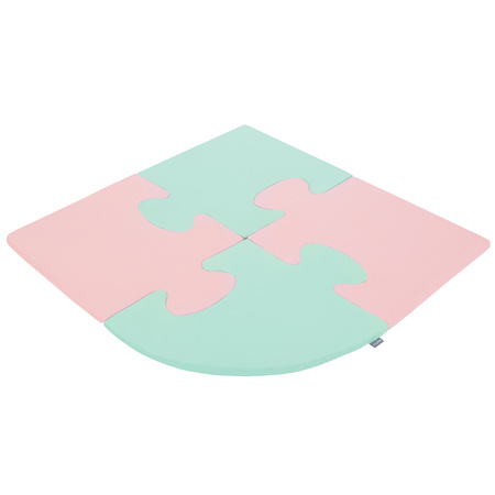 KiddyMoon Piankowe Puzzle do zabawy Trójkąt Zabawka mata, różowy-miętowy