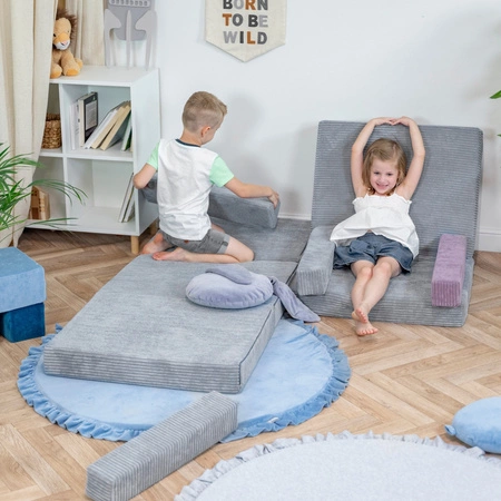 KiddyMoon MATERAC z poduszką KMMP-1650 Mebel piankowy, ciemnoszary