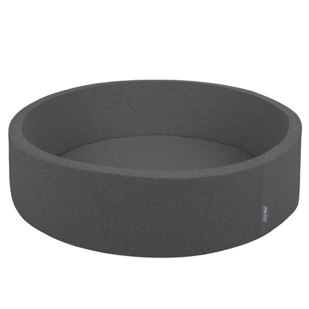 KiddyMoon Suchy basen okrągły z piłeczkami 7cm 120x30 Zabawka basen piankowy, ciemnoszary: szary-biały-transparent-babyblue