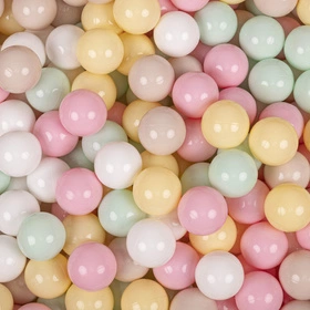 KiddyMoon Namiot dla dzieci NK-002 z piłeczkami 7cm Zabawka namiot dla dzieci, natural: pastelowy beż-pastelowy żółty-biały-mięta-pudrowy róż
