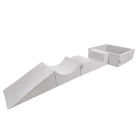 KiddyMoon Piankowy plac zabaw PPZP-KW30D-115 z piłeczkami Zabawka plac zabaw, jasnoszary: szary-biały-turkus