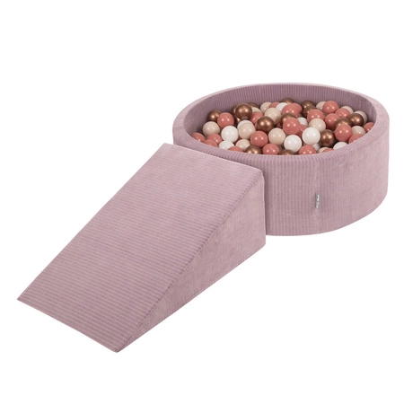 KiddyMoon Piankowy plac zabaw STRIPES PPZP-OK30VS-112 z piłeczkami Zabawka plac zabaw, fioletowy: pastelowy beż-biały-miedziany-łososiowy