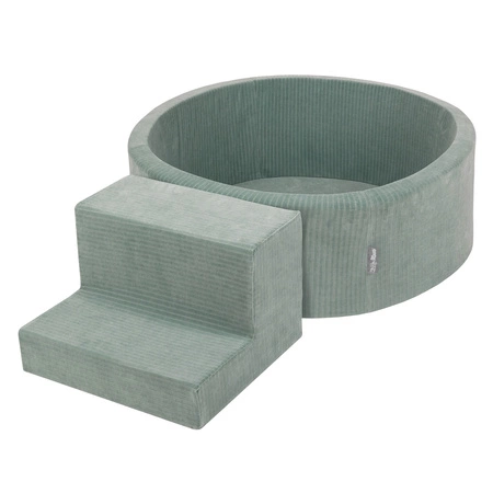 KiddyMoon Piankowy plac zabaw STRIPES PPZP-OK30VS-122 z piłeczkami Zabawka plac zabaw, zielony: pastelowy niebieski-pastelowy żółty-biały-mięta-pudrowy róż