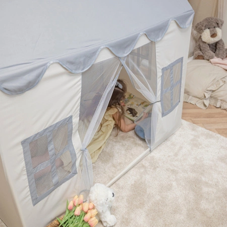 KiddyMoon Domek dla dzieci PH-002 z piłeczkami 7cm Zabawka namiot dla dzieci, white-grey: pastelowy beż-szary-biały-czarny