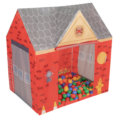 Domek do zabawy PH-400X z piłeczkami 6cm Zabawka namiot dla dzieci, czerwono-szary: żółty-zielony-niebieski-czerwony-pomarańcz