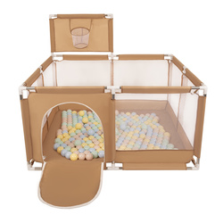 Boisko KK-100X z piłeczkami 6cm Zabawka kojec, beżowy: pastelowy beż-pastelowy niebieski-pastelowy żółty-mięta