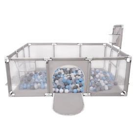 Boisko BO-100X z piłeczkami 6cm Zabawka kojec, szary: szary-biały-transparent-babyblue