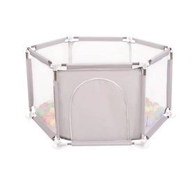  Sześciokąt składany KS-100X z piłeczkami 6cm Zabawka kojec, szary: żółty-zielony-niebieski-czerwony-pomarańcz