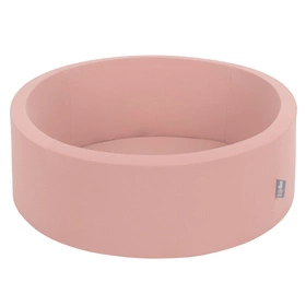 KiddyMoon Suchy basen okrągły z piłeczkami 7cm Zabawka basen piankowy, cynamonowy: pastelowy beż-łososiowy-biały