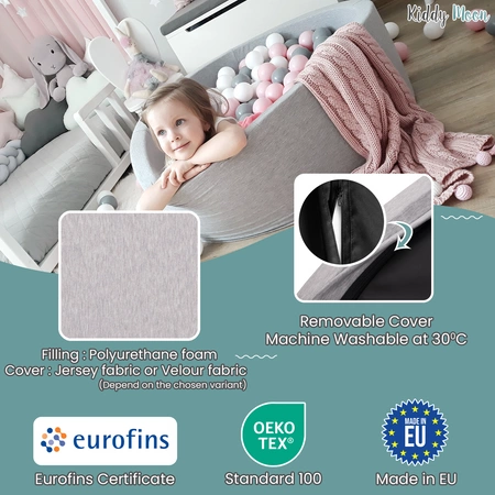 KiddyMoon Suchy basen okrągły z piłeczkami 7cm Zabawka basen piankowy, ciemnoszary: biały