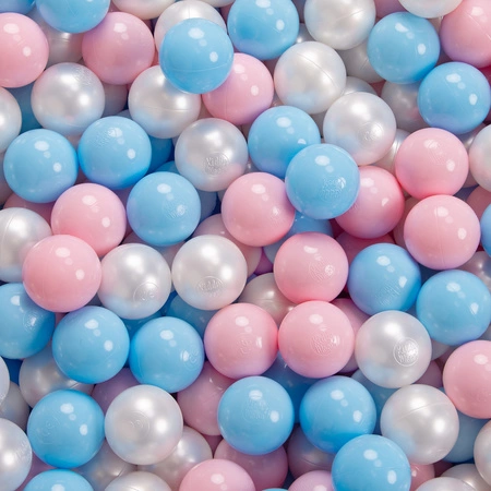 KiddyMoon Piankowy plac zabaw PPZP-OK30D-115 z piłeczkami Zabawka plac zabaw, różowy: babyblue-pudrowy róż-perła