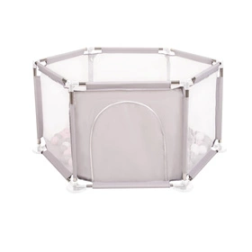  Sześciokąt składany KS-100X z piłeczkami 6cm Zabawka kojec, szary: biały-szary-pudrowy róż