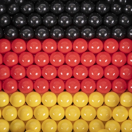 KiddyMoon Plastikowe piłeczki 7cm Zabawka zestaw kulek, czarny-żółty-czerwony