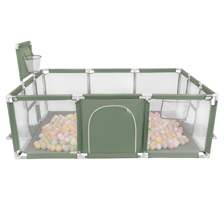 Boisko BO-100X z piłeczkami 6cm Zabawka kojec, zielony: pastelowy beż-pastelowy żółty-biały-mięta-pudrowy róż