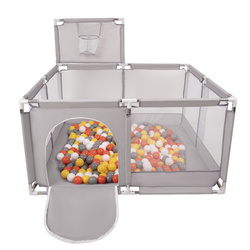 Boisko KK-100X z piłeczkami 6cm Zabawka kojec, szary: żółty-biały-szary-pomarańcz