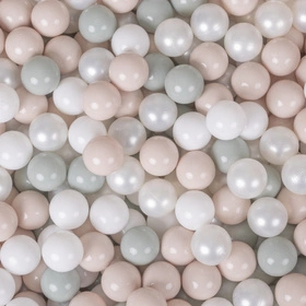 KiddyMoon Domek dla dzieci PH-001 z piłeczkami 7cm Zabawka namiot dla dzieci, natural: biały-perła-pastelowy beż-zielonoszary