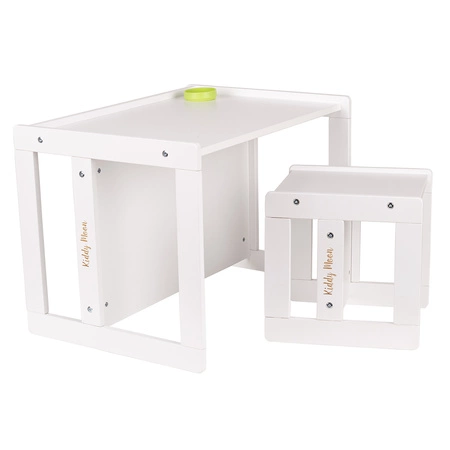 KiddyMoon Stolik + krzesło TC-002 Mebel zestaw mebelków, white