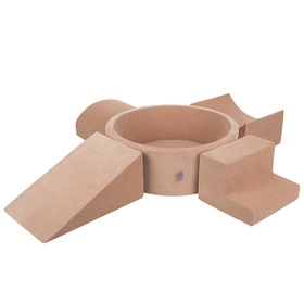 KiddyMoon Piankowy plac zabaw VELVET PPZP-OK30V-115 z piłeczkami Zabawka plac zabaw, róż pustyni: ciemny turkus-pastelowy beż-zielonoszary-łososiowy