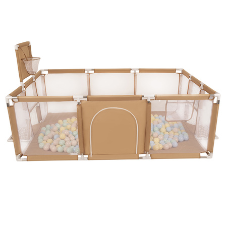 Boisko BO-100X z piłeczkami 6cm Zabawka kojec, beżowy: pastelowy beż-pastelowy niebieski-pastelowy żółty-mięta