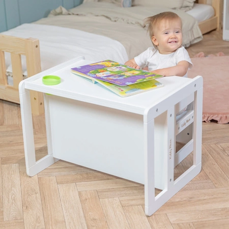 KiddyMoon Stolik + krzesło TC-002 Mebel zestaw mebelków, white