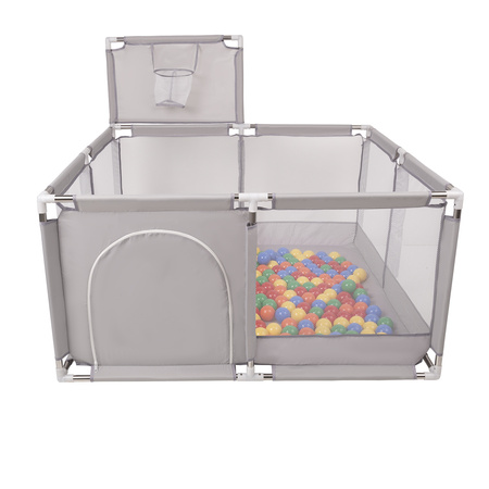 Boisko KK-100X z piłeczkami 6cm Zabawka kojec, szary: żółty-zielony-niebieski-czerwony-pomarańcz