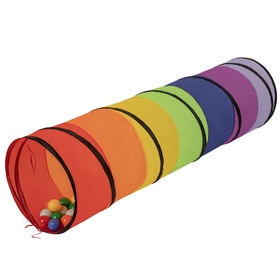 Tunel do zabawy TT-100X z piłeczkami 6cm Zabawka tunel, multikolor: mięta-żółty-zielony-niebieski-czerwony-pomarańcz
