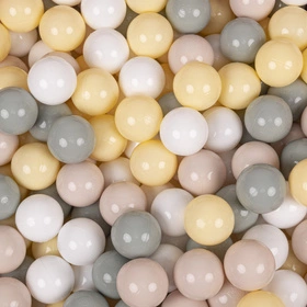 KiddyMoon Piankowy plac zabaw VELVET PPZP-OK30V-112 z piłeczkami Zabawka plac zabaw, róż pustyni: pastelowy beż-zielonoszary-pastelowy żółty-biały