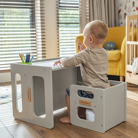 KiddyMoon Stolik + krzesło TC-001 Mebel zestaw mebelków, MDF white