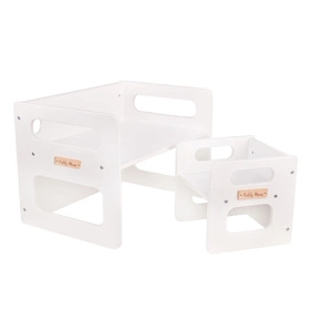 KiddyMoon Stolik + krzesło TC-001 Mebel zestaw mebelków, MDF white