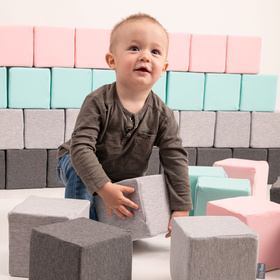 KiddyMoon Miękkie klocki 14cm Zabawka klocki z pianki, szary jasny