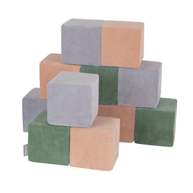 KiddyMoon Miękkie klocki VELVET 14cm Zabawka klocki z pianki, zielony