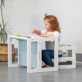 KiddyMoon Stolik + krzesło TC-002 Mebel zestaw mebelków, white/grey