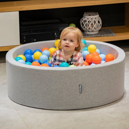 KiddyMoon Plastikowe piłeczki 7cm Zabawka zestaw kulek, jasny zielony-pomarańcz-turkus-niebieski-babyblue-żółty