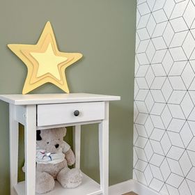 KiddyMoon Relief 3D BR-009 Star Akcesoria dekoracje, gwiazda: żółty