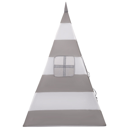 Namiot tipi NT-200X z piłeczkami 6cm Zabawka namiot dla dzieci, szaro-białe pasy: szary-biały-turkus