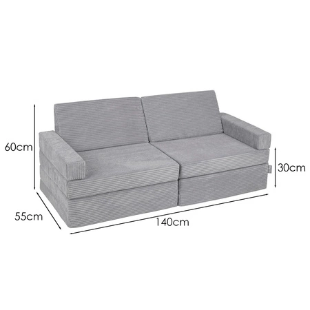 KiddyMoon Kanapa KKM-1400 Mebel piankowy, ciemnoszary